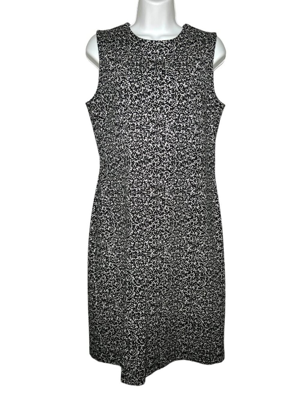 J. Mclaughlin Sophia Sleeveless Stretch sheath Dress Jersey knit Black White Med